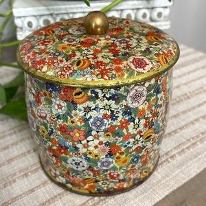 Daher Vintage Floral tin - made in England - Boho -Hippy